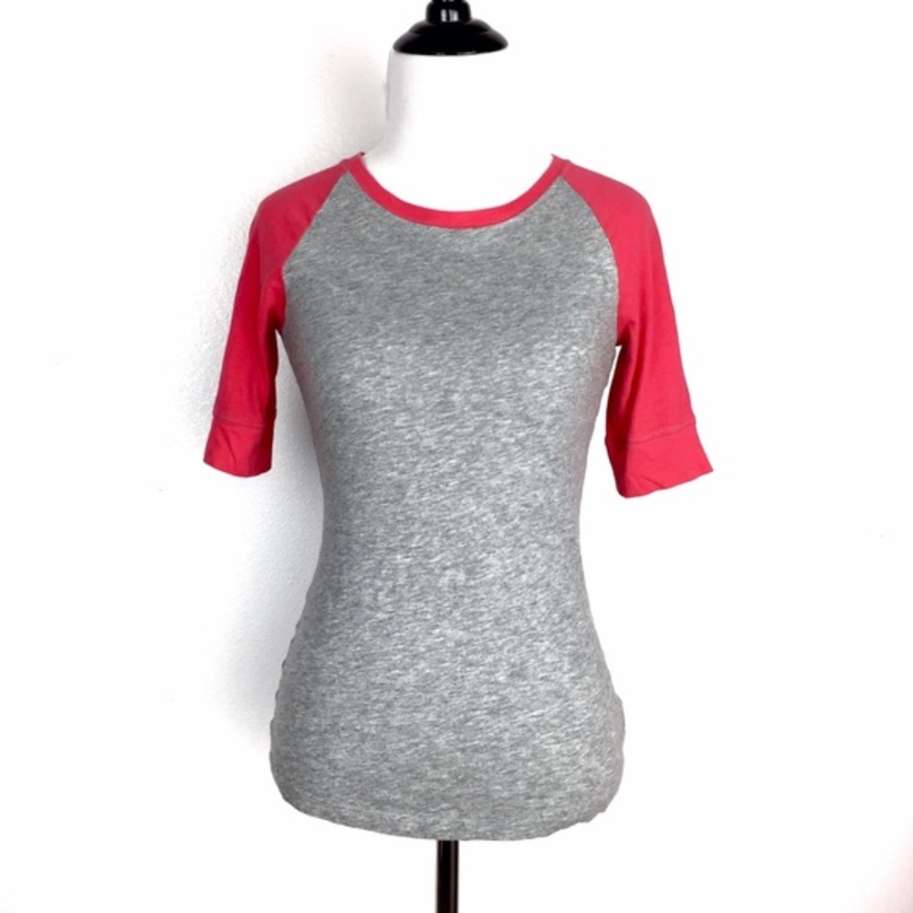 Coral pink & gray raglan sleeve t-shirt